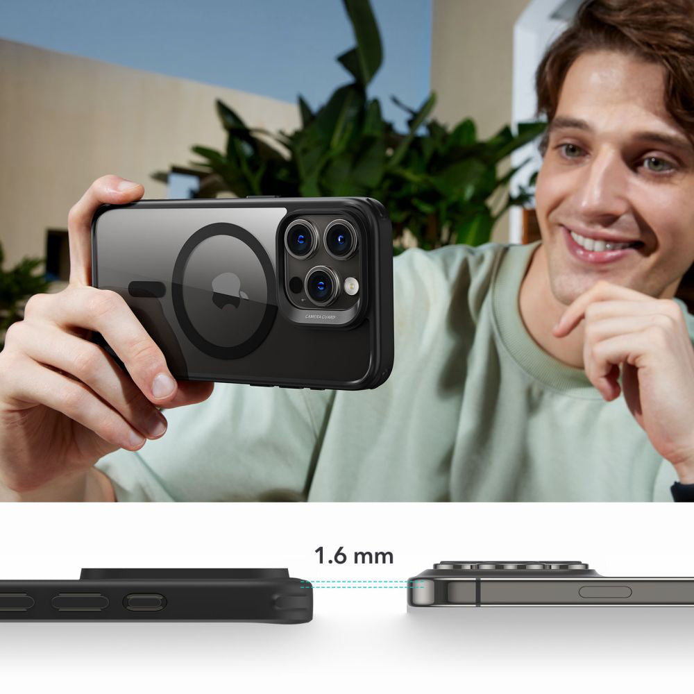 Schutzhülle ESR CH Halolock MagSafe für Apple iPhone 15 Pro Max, Transparent und Schwarz