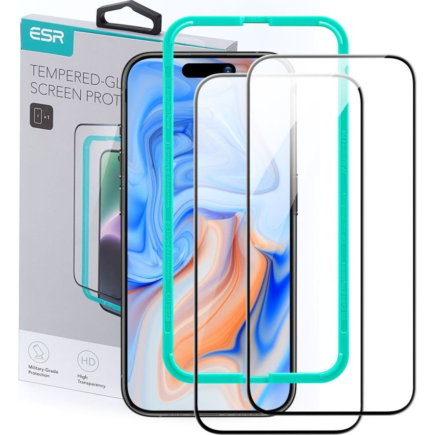 Schutzglas ESR Tempered Glass für iPhone 15, 2 Stück