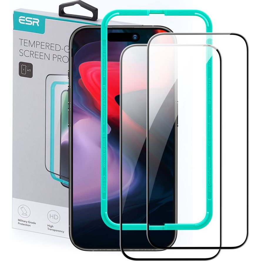 Schutzglas ESR Tempered Glass für iPhone 15 Pro, 2 Stück