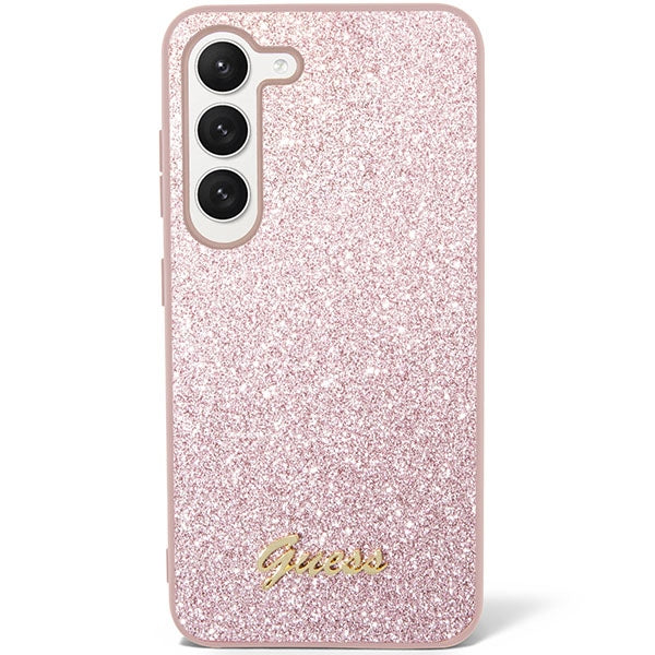 Schutzhülle Guess Hardcase Glitter Script für Galaxy S23 5G, Rosa