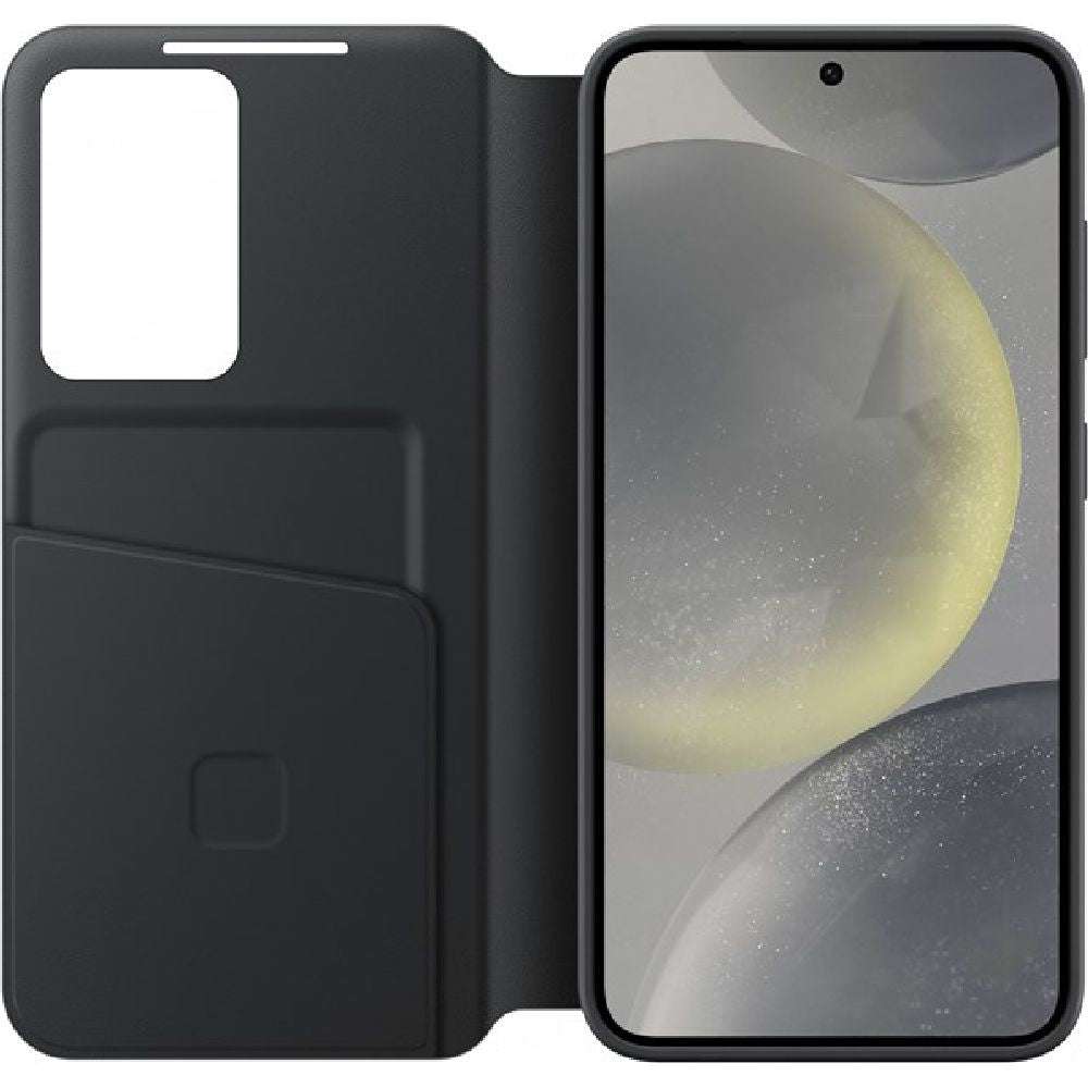 Schutzhülle mit Klappe für Galaxy S24, Samsung Smart View Wallet Case, Schwarz