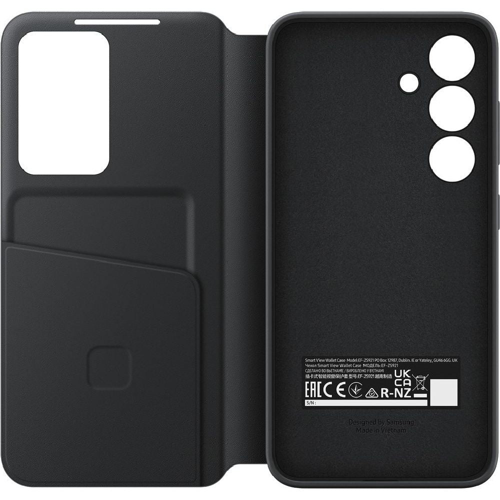 Schutzhülle mit Klappe für Galaxy S24, Samsung Smart View Wallet Case, Schwarz