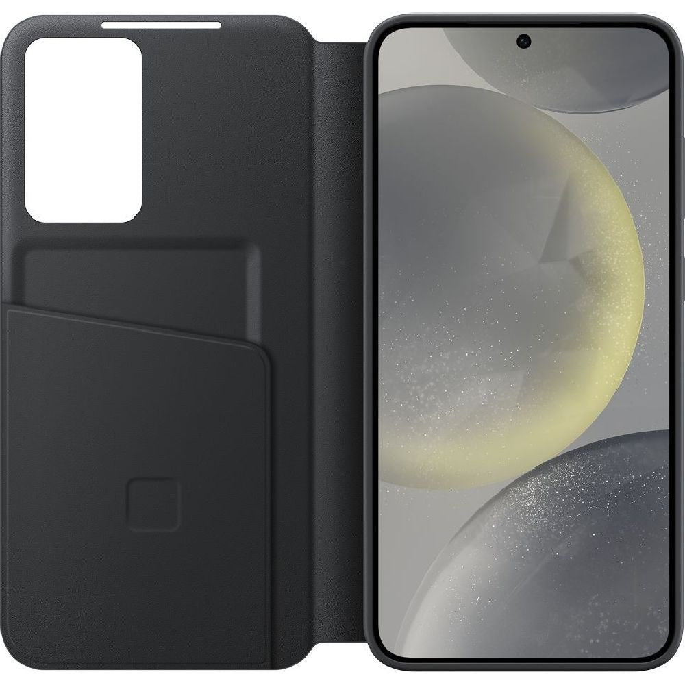 Schutzhülle mit Klappe für Galaxy S24 Plus, Samsung Smart View Wallet Case, Schwarz