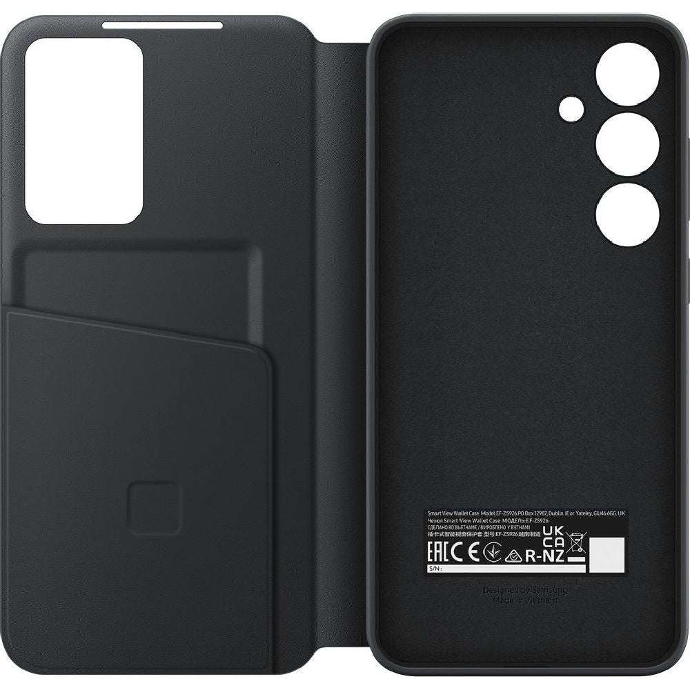 Schutzhülle mit Klappe für Galaxy S24 Plus, Samsung Smart View Wallet Case, Schwarz