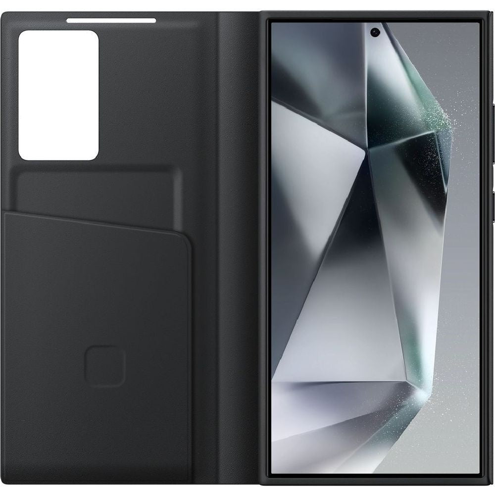 Schutzhülle mit Klappe für Galaxy S24 Ultra, Samsung Smart View Wallet Case, Schwarz