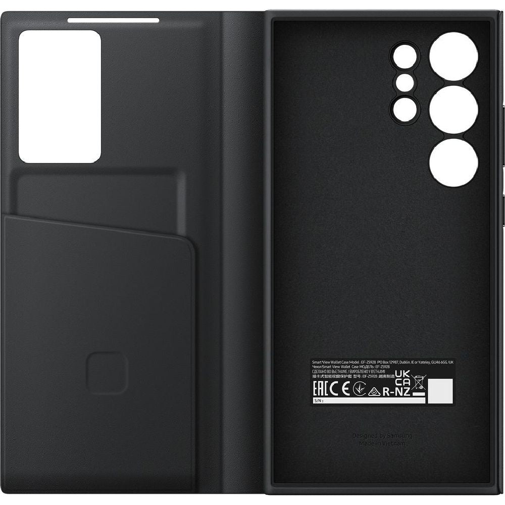 Schutzhülle mit Klappe für Galaxy S24 Ultra, Samsung Smart View Wallet Case, Schwarz