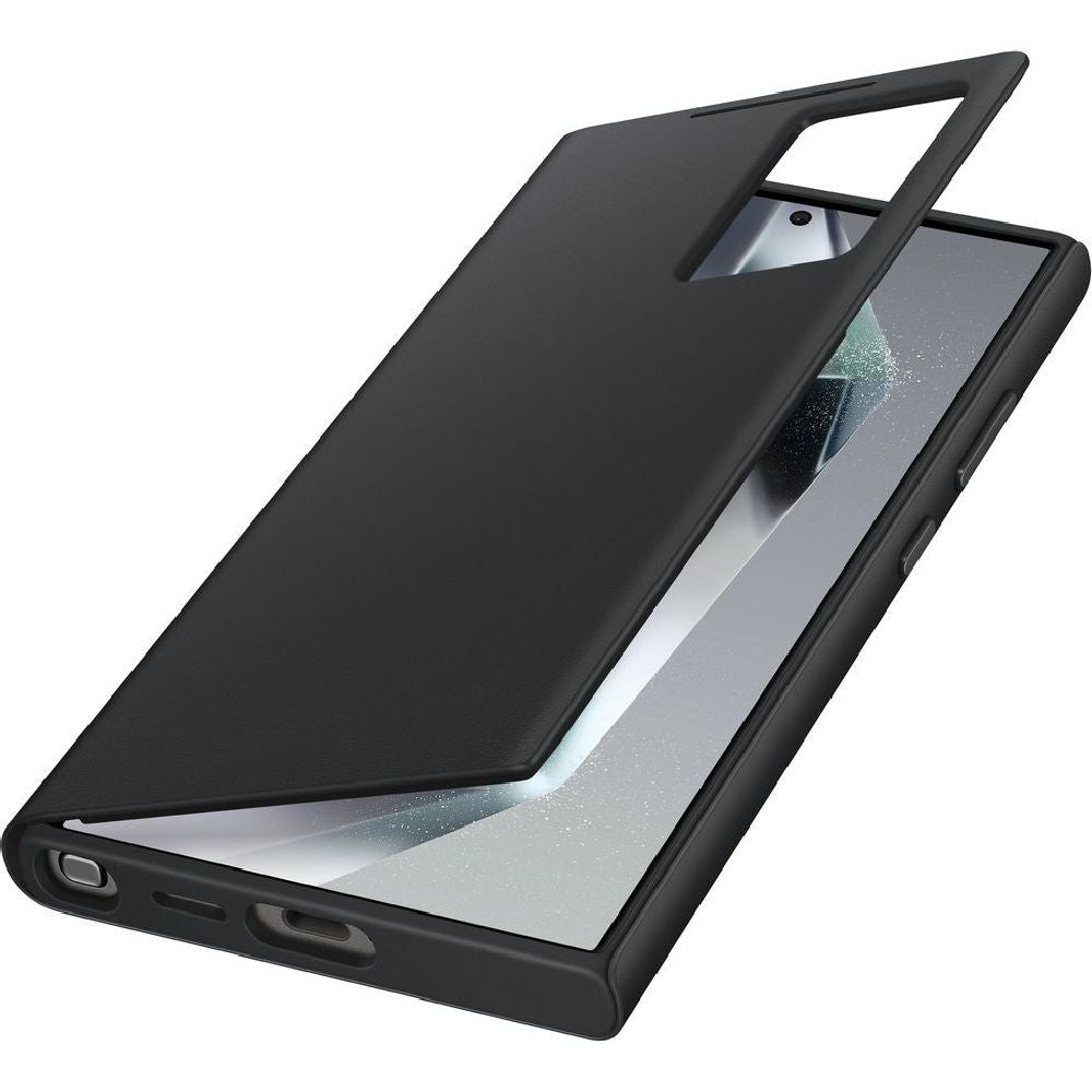 Schutzhülle mit Klappe für Galaxy S24 Ultra, Samsung Smart View Wallet Case, Schwarz