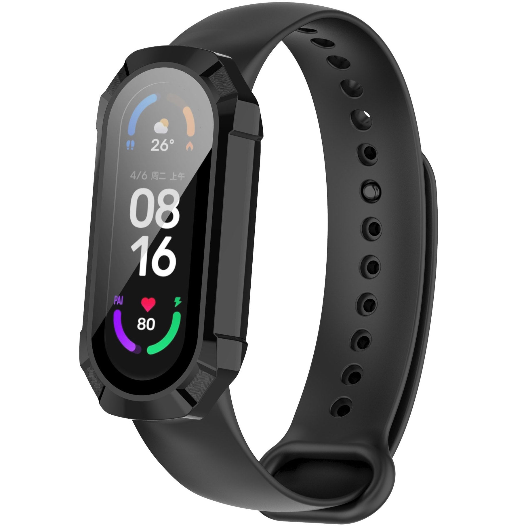 Bizon Case AntiShock Set, Schutzhülle + Glas für Xiaomi Mi Band 7, schwarz