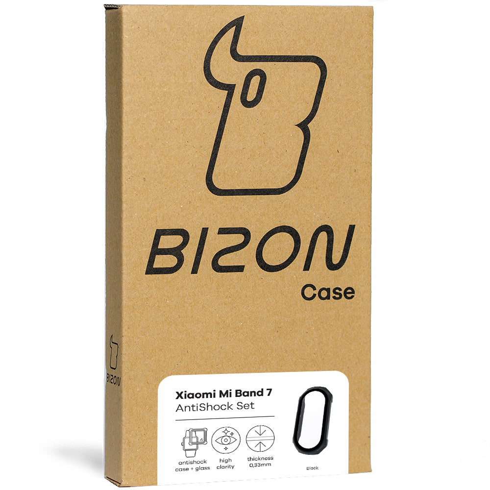 Bizon Case AntiShock Set, Schutzhülle + Glas für Xiaomi Mi Band 7, schwarz