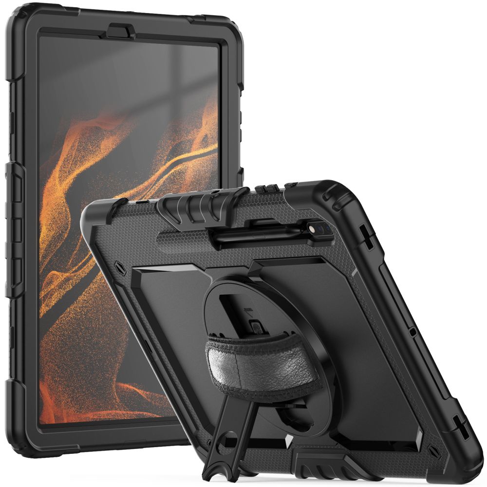 Schutzhülle Tech Protect Solid 360 für Galaxy Tab S7 Plus / S8 Plus / S7 FE 12.4, Schwarz