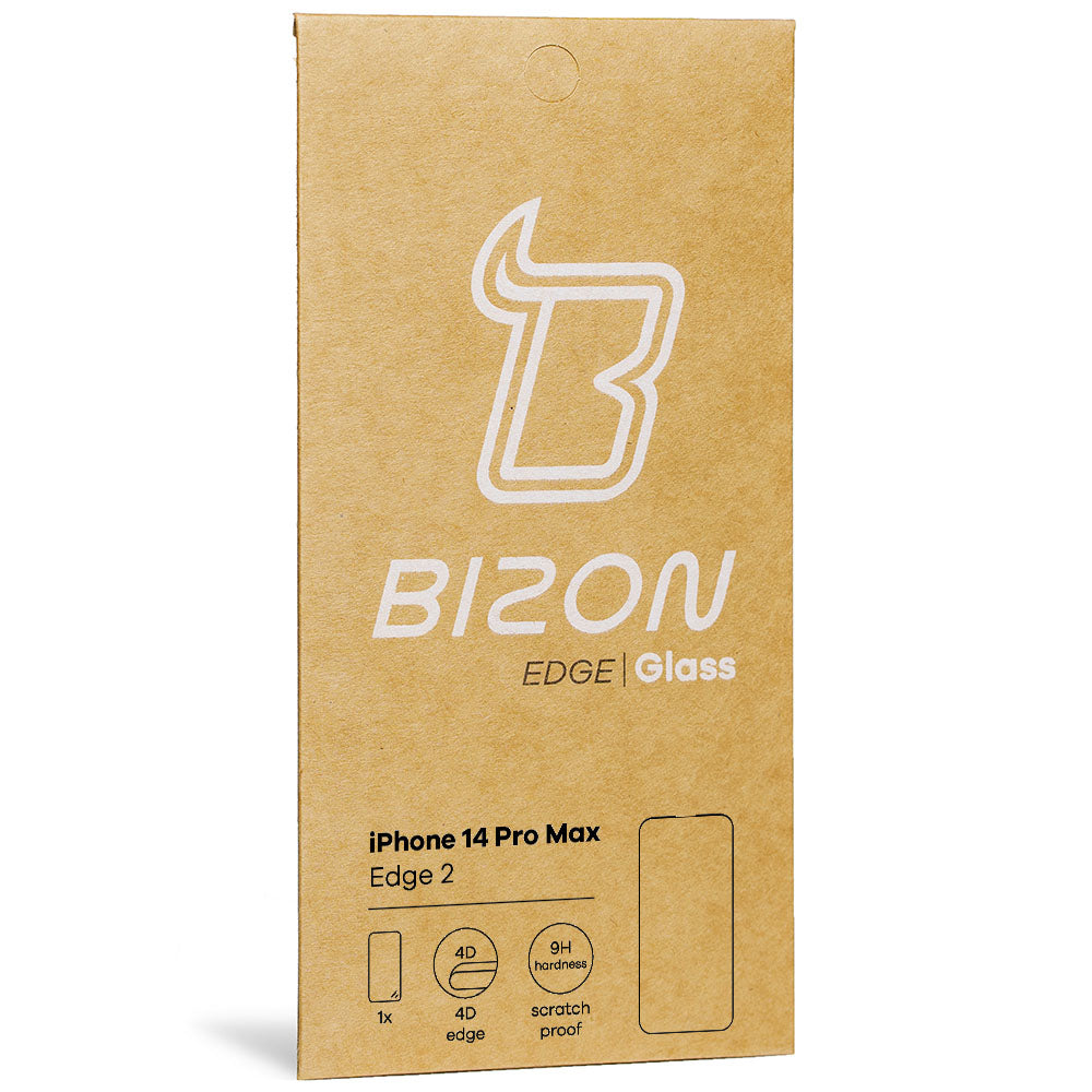 Gehärtetes Glas Bizon Glass Edge 2 für iPhone 14 Pro Max, schwarz