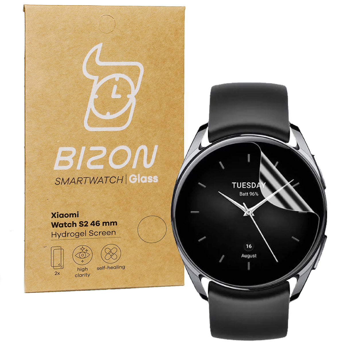 Hydrogel Folie für den Bildschirm Bizon Glass Hydrogel für Xiaomi Watch S2 46 mm, 2 Stück