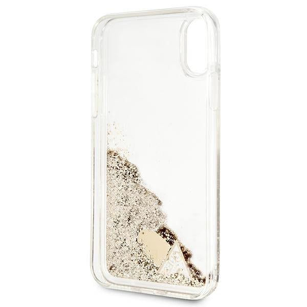 Schutzhülle Guess Liquid Glitter für iPhone Xs / X, gold