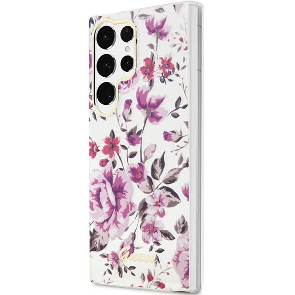 Schutzhülle Guess Hardcase Flower Collection für Galaxy S23 Ultra, Weiß