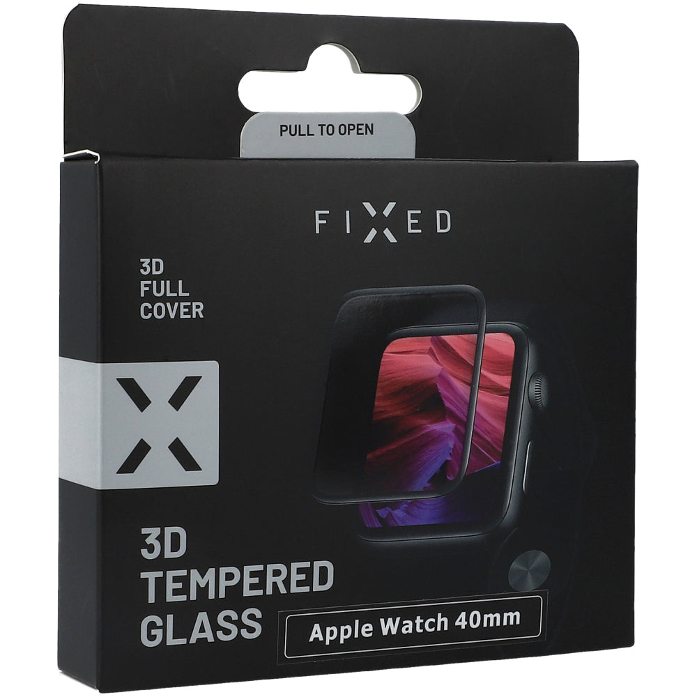 Gehärtetes Glas Fixed 3D Tempered Glass für Apple Watch SE 2022/ SE/ 6/ 5/ 4 40 mm, Schwarzen Rahmen