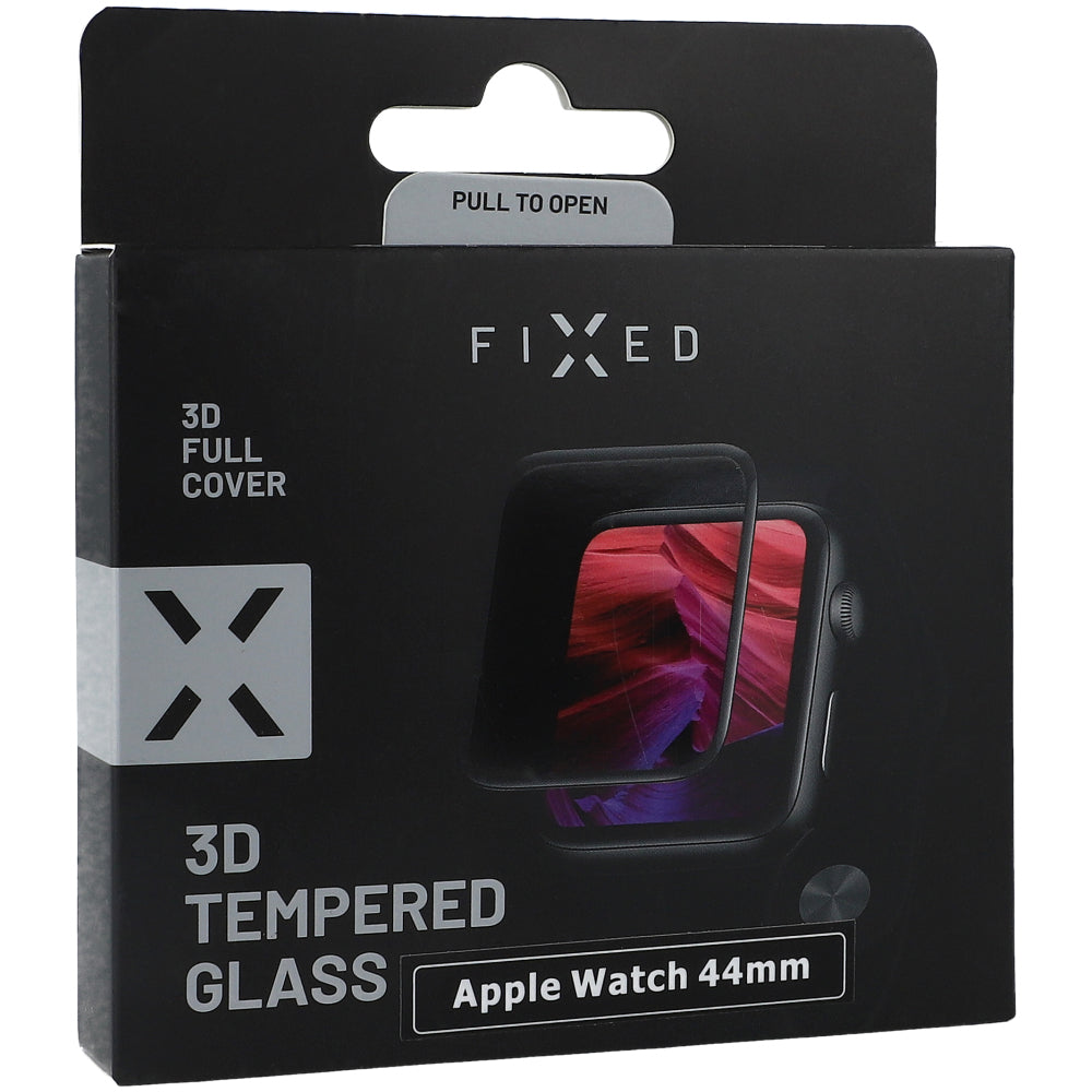 Gehärtetes Glas Fixed 3D Tempered Glass für Apple Watch - 44 mm, Schwarzen Rahmen