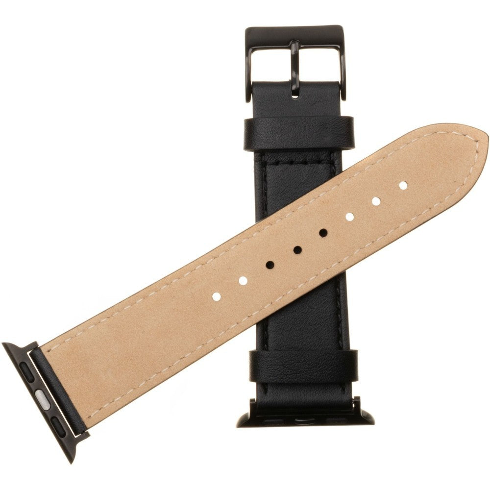 Armband Fixed Leather Strap für Apple Watch 49/46/45/44mm, Schwarz