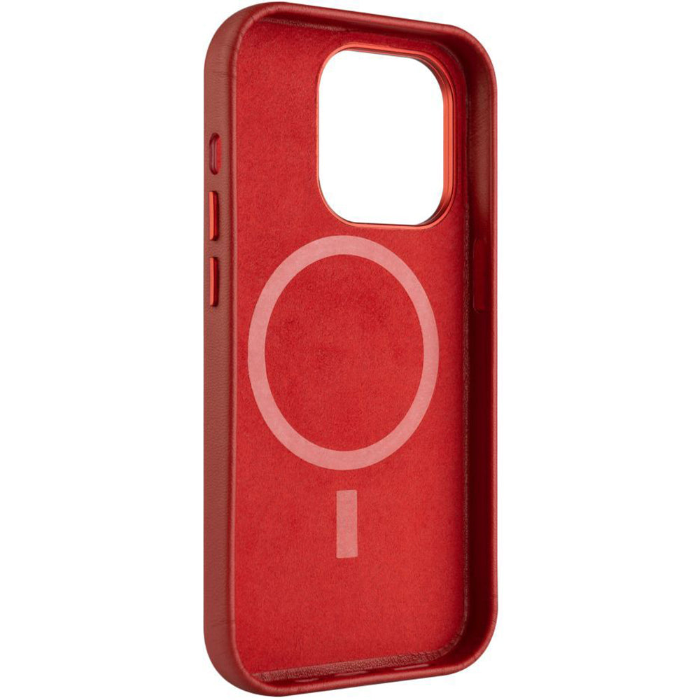 Schutzhülle Fixed MagLeather MagSafe für iPhone 13 Pro, Rot