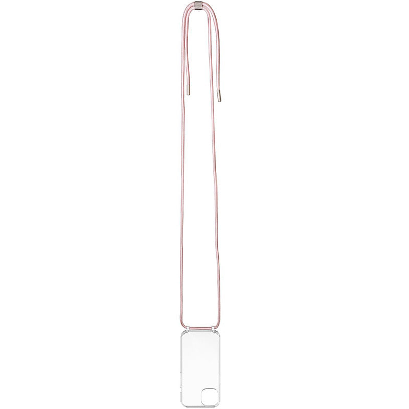 Schutzhülle Fixed Pure Neck für iPhone 12 / 12 Pro, Transparent mit Rosa Schlüsselband