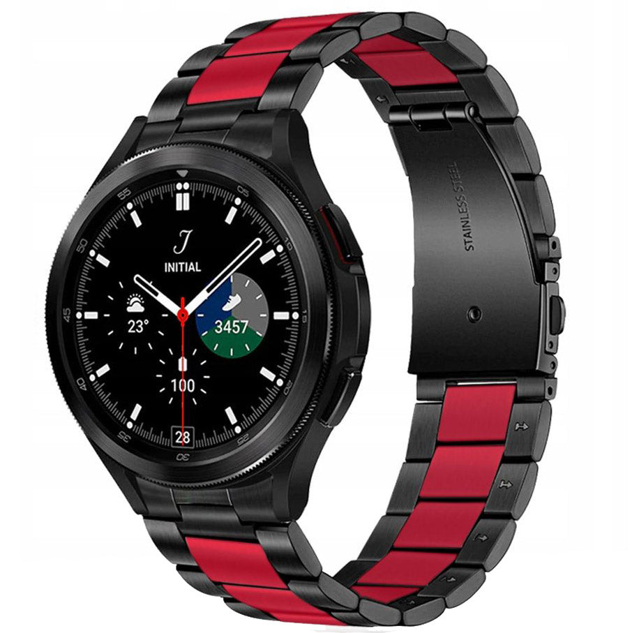 Stahlarmband für Galaxy Watch 6/5 Pro/5/4/3, Tech-Protect Stainless, Schwarz-Rot