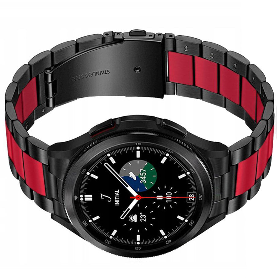 Stahlarmband für Galaxy Watch 6/5 Pro/5/4/3, Tech-Protect Stainless, Schwarz-Rot