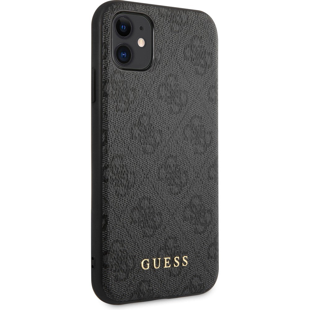 Schutzhülle für iPhone 11, Guess 4G Metal Gold Logo, Grau