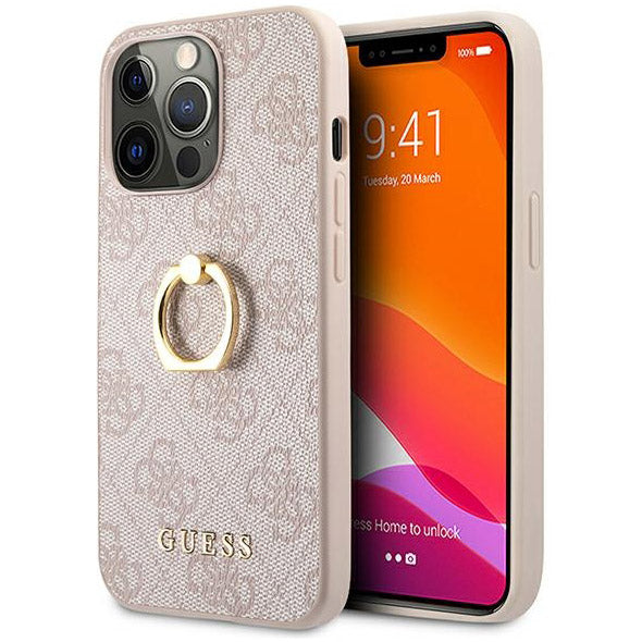 Schutzhülle Guess 4G with Ring Stand für iPhone 13 / 13 Pro, Rosa