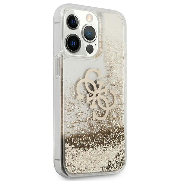 Schutzhülle Guess 4G Big Liquid Glitter für iPhone 13 Pro, Golden