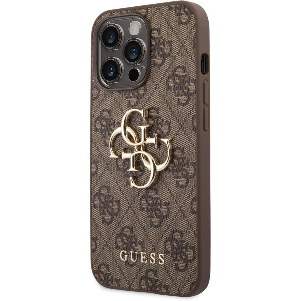 Schutzhülle Guess 4G Big Metal Logo für iPhone 14 Pro, Braun