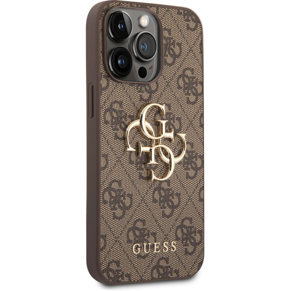 Schutzhülle Guess 4G Big Metal Logo für iPhone 14 Pro, Braun