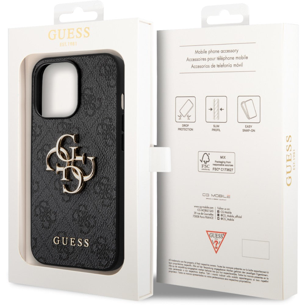Schutzhülle Guess 4G Big Metal Logo für iPhone 14 Pro, Grau