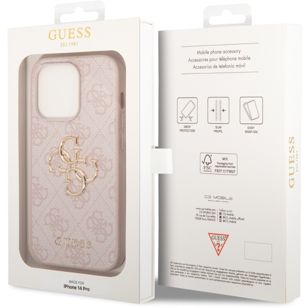 Schutzhülle Guess 4G Big Metal Logo für iPhone 14 Pro, Rosa
