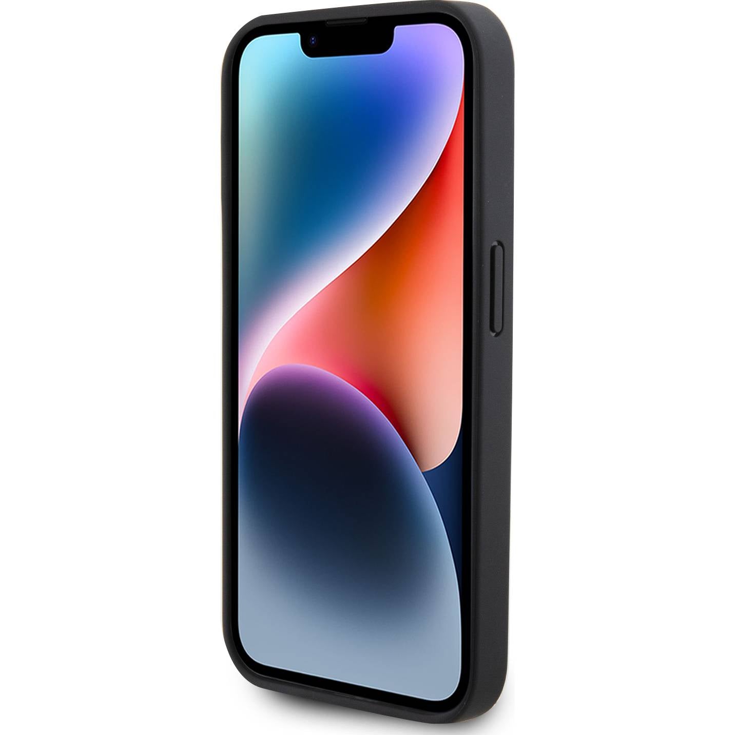 Schutzhülle Guess HardCase Leather 4G Stamped für iPhone 15 Pro, Schwa 