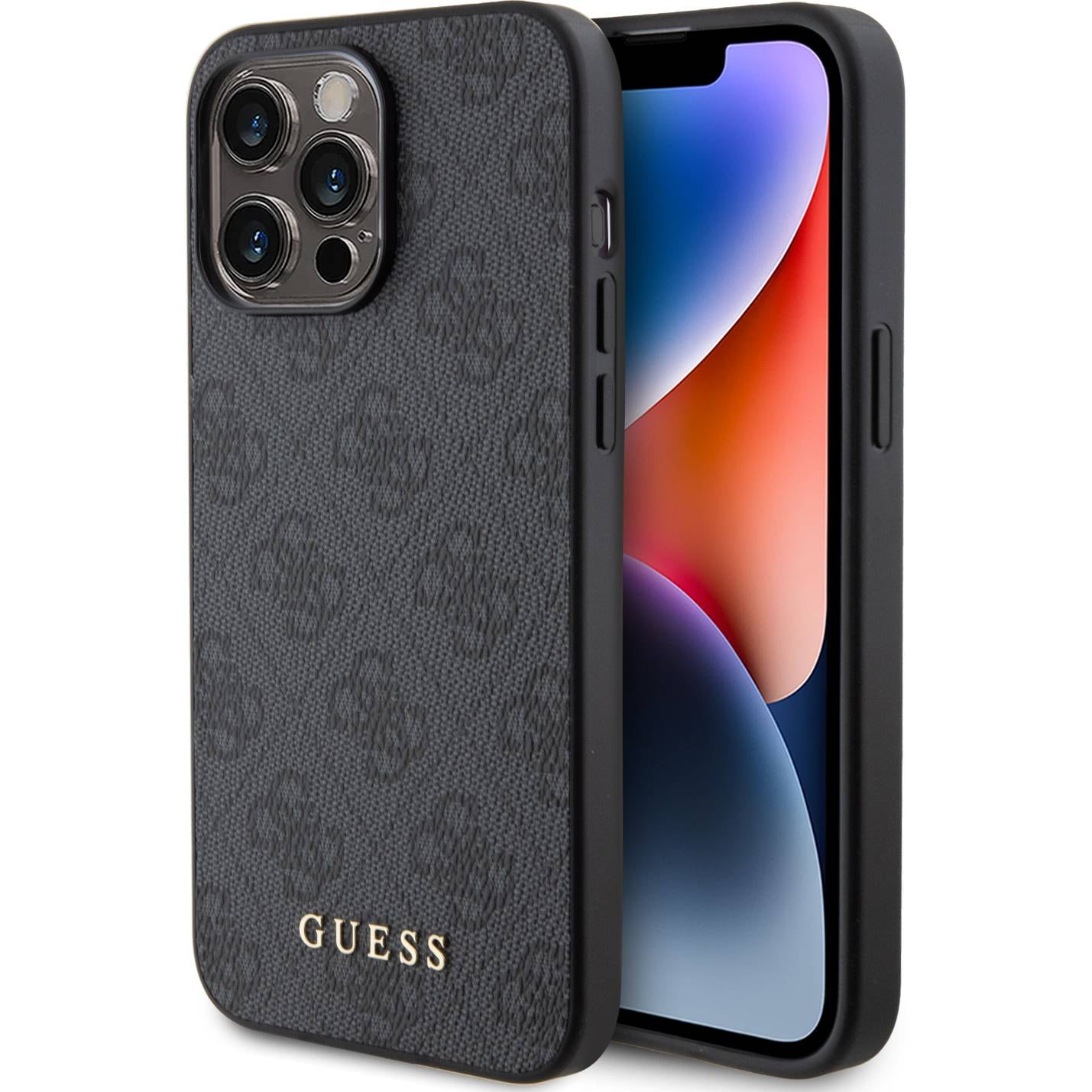 Schutzhülle Guess 4G Metal Gold Logo für Apple iPhone 15 Pro Max, Grau