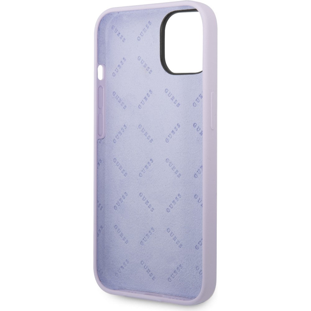 Schutzhülle Guess Hardcase Silicone Vintage Gold Logo für iPhone 14, Violett