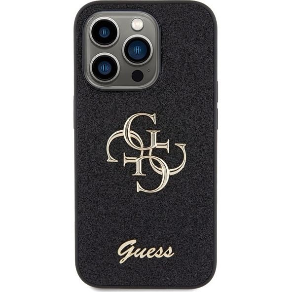 Schutzhülle Guess Hardcase Glitter Script Big 4G für Apple iPhone 15 Pro Max, Schwarz