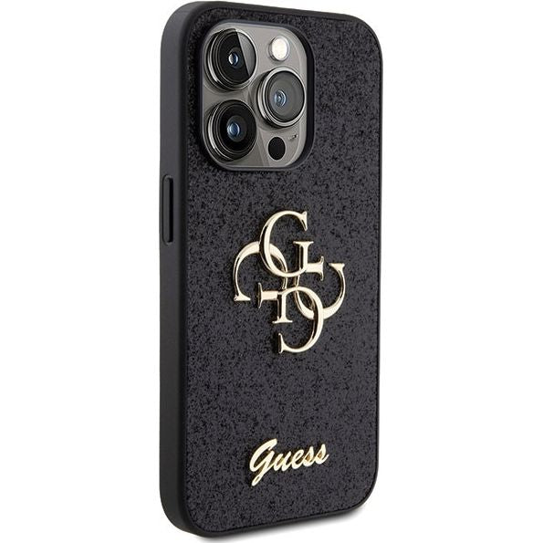 Schutzhülle Guess Hardcase Glitter Script Big 4G für Apple iPhone 15 Pro Max, Schwarz