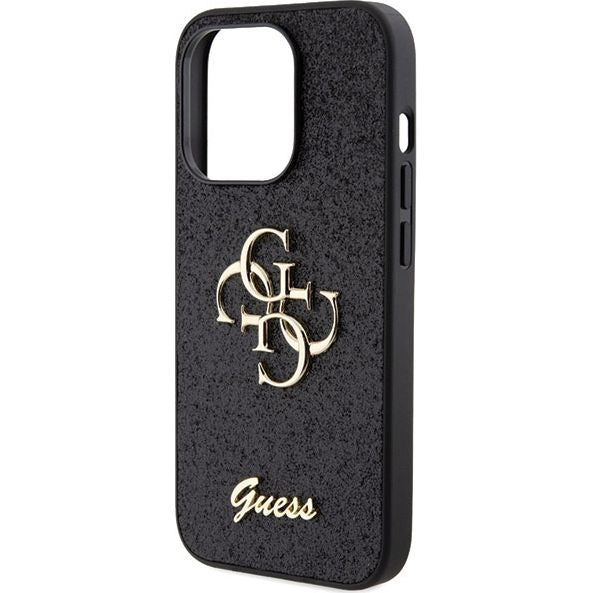 Schutzhülle Guess Hardcase Glitter Script Big 4G für Apple iPhone 15 Pro Max, Schwarz