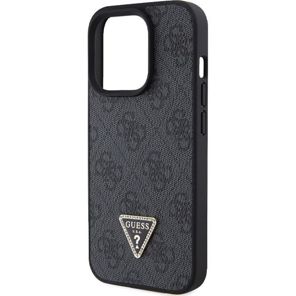Schutzhülle Guess HardCase Leather 4G Diamond Triangle für Apple iPhone 15 Pro Max, Schwarz