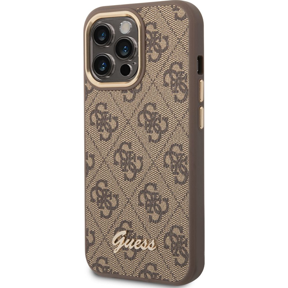 Schutzhülle Guess 4G Vintage Gold Logo für iPhone 14 Pro Max, Braun