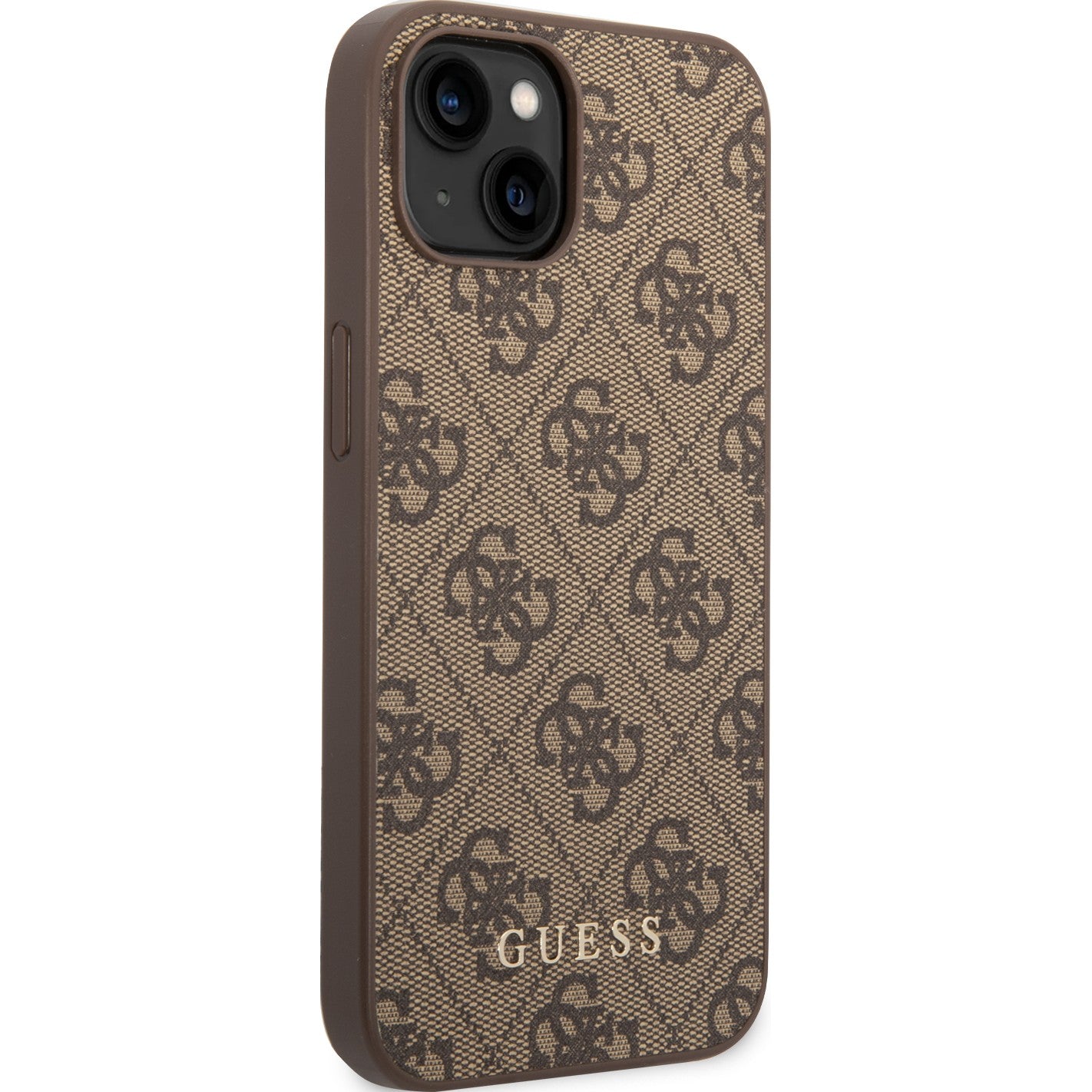Schutzhülle Guess 4G Metal Gold Logo für iPhone 14, Braun