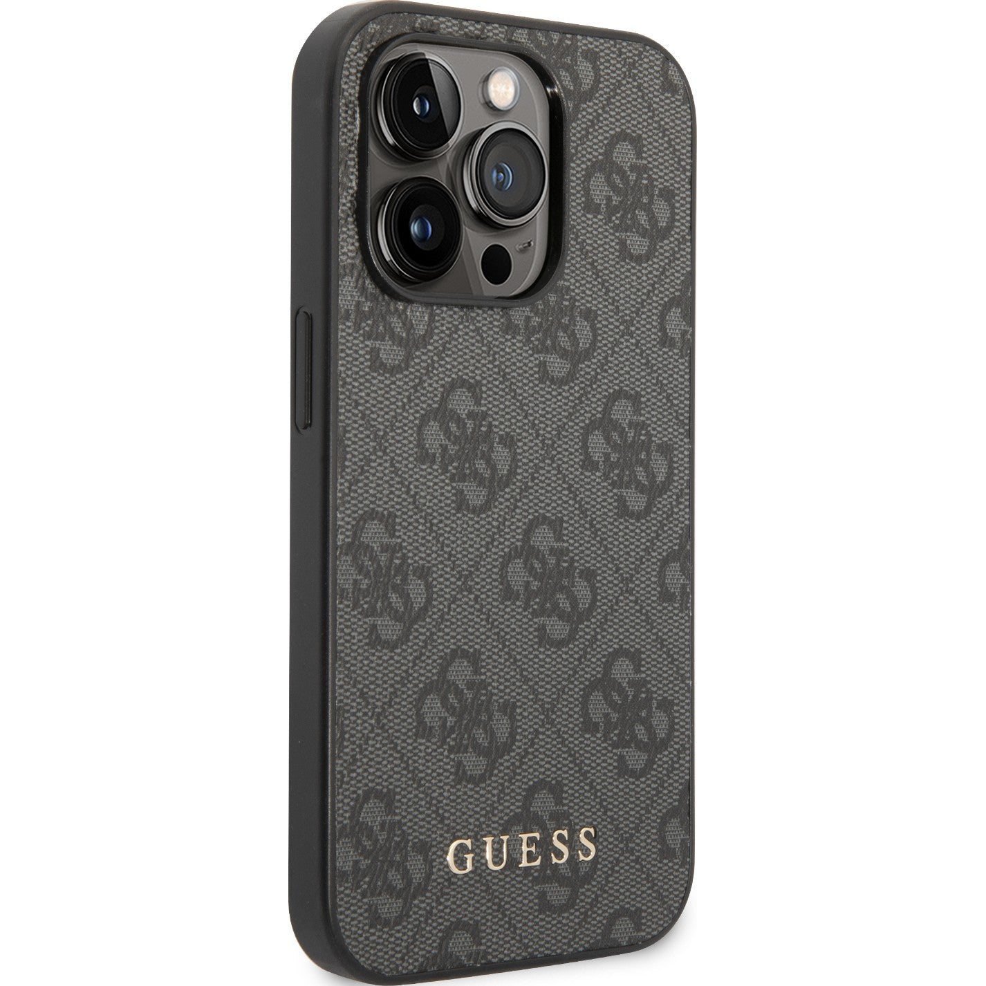 Schutzhülle Guess 4G Metal Gold Logo für iPhone 14 Pro, Grau