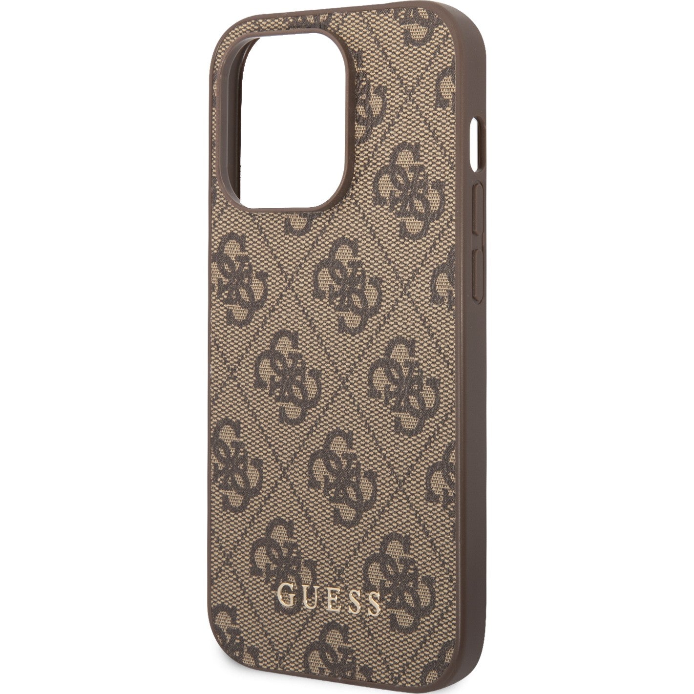 Schutzhülle Guess 4G Metal Gold Logo für iPhone 14 Pro Max, Braun