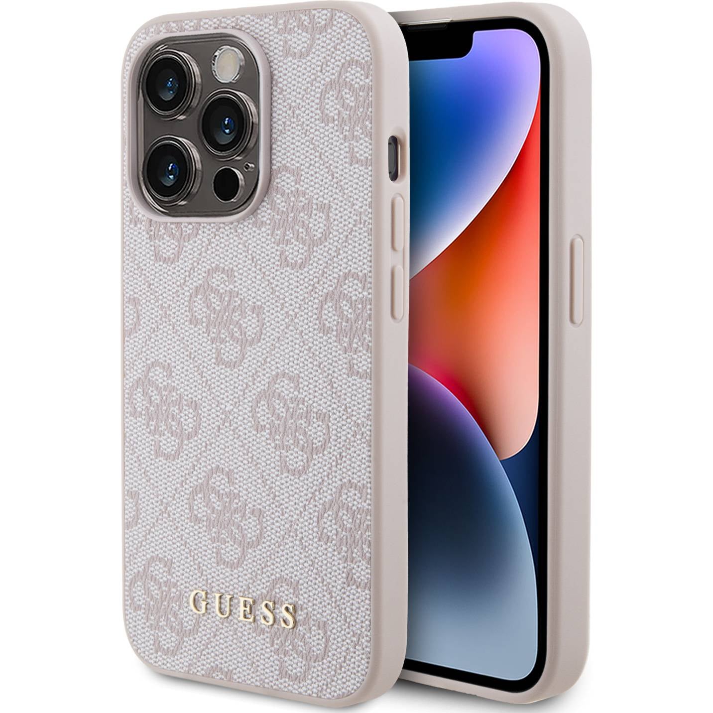 Schutzhülle Guess 4G Metal Gold Logo für Apple iPhone 15 Pro, Rosa