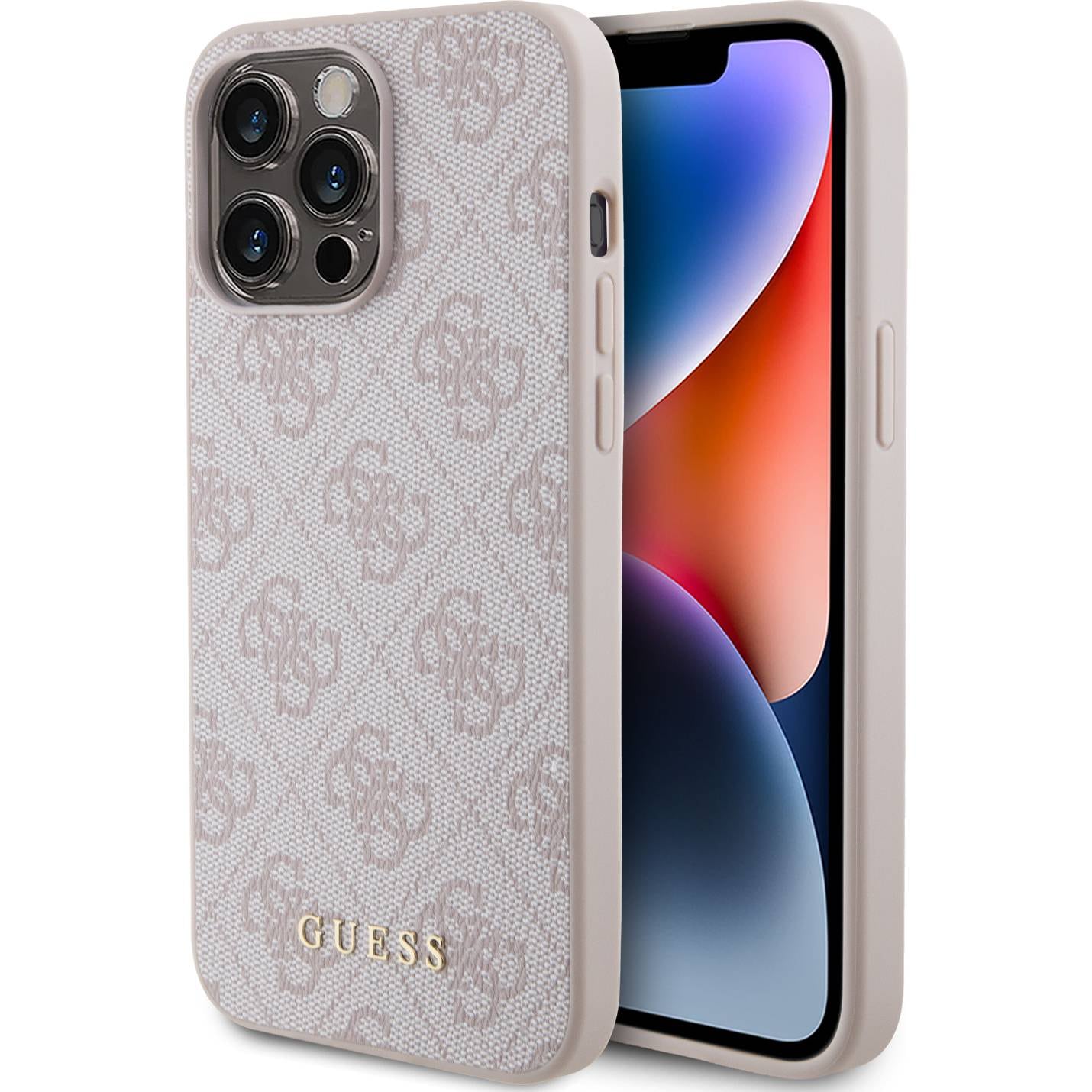 Schutzhülle Guess 4G Metal Gold Logo für Apple iPhone 15 Pro Max, Rosa