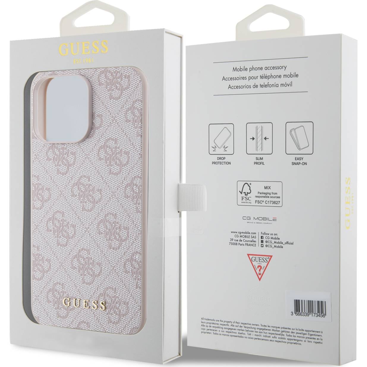 Schutzhülle Guess 4G Metal Gold Logo für Apple iPhone 15 Pro Max, Rosa
