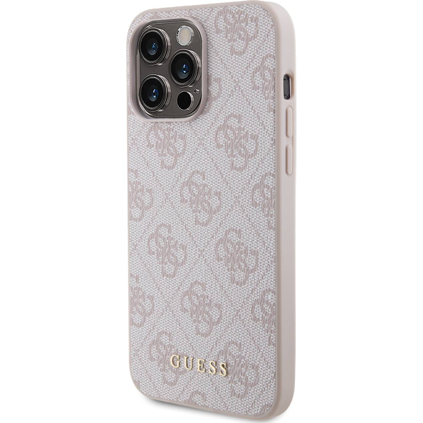 Schutzhülle Guess 4G Metal Gold Logo für Apple iPhone 15 Pro Max, Rosa