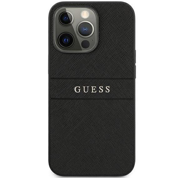 Schutzhülle Guess Saffiano Strap für iPhone 13 Pro, Schwarz