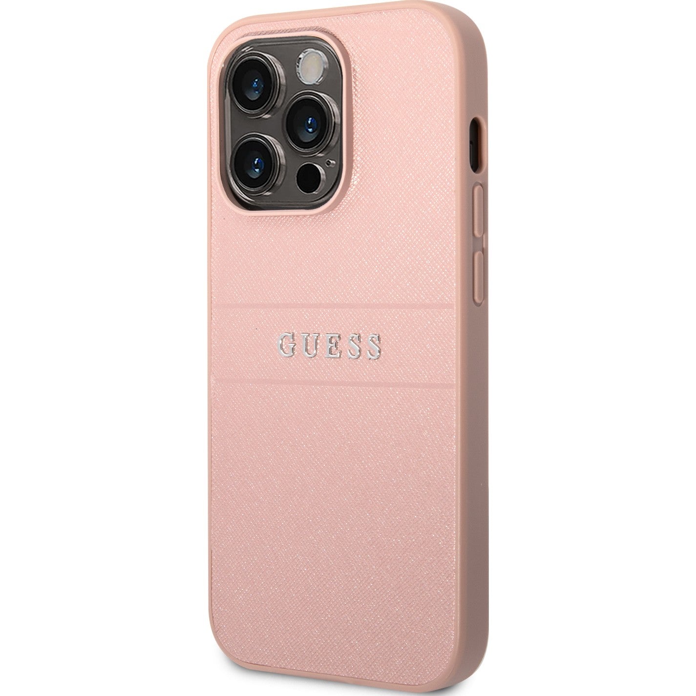 Schutzhülle Guess Saffiano Strap für iPhone 14 Pro, Pink