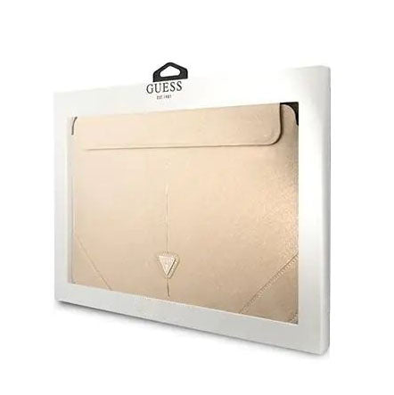 Guess Schutzhülle Sleeve Saffiano Triangle für Macbook 13-14'', Beige